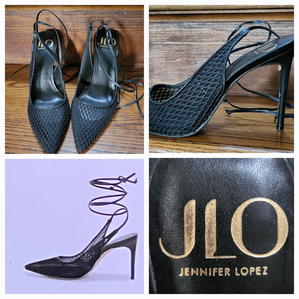 JLO JENNIFER LOPEZ - Beautiful Stilettos mesh material ankle straps Size…